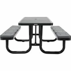 Global Industrial™ 8' Rectangular Picnic Table w/ Seat Cushions, Perforated Metal, Black -Tables Shop 694555BKS 03