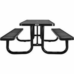 Global Industrial 8' Rectangular Picnic Table, Perforated Metal, Black -Tables Shop 694555BK 02