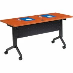 Interion By Global Industrial Interion® Flip-Top Training Table, 60"L x 24"W, Cherry