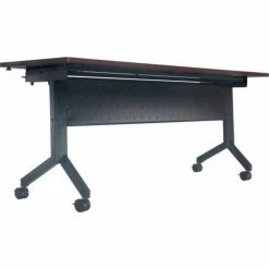 Interion By Global Industrial Interion® Flip-Top Training Table, 60"L x 24"W, Walnut -Tables Shop 695125WN 03 1
