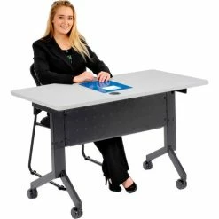Interion By Global Industrial Interion® Flip-Top Training Table, 48"L x 24"W, Gray -Tables Shop 695218 04