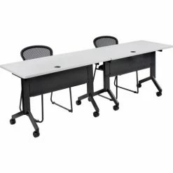 Interion By Global Industrial Interion® Flip-Top Training Table, 48"L x 24"W, Gray -Tables Shop 695218 07
