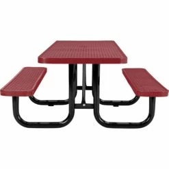 Global Industrial™ 8' Picnic Table, ADA Compliant, Expanded Metal, Red -Tables Shop 695289RD 02