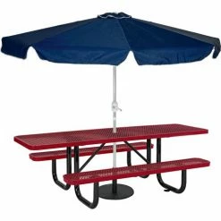 Global Industrial™ 8' Picnic Table, ADA Compliant, Expanded Metal, Red -Tables Shop 695289RD 04