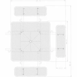 Global Industrial™ 46" Square Picnic Table, Wheelchair Accessible, Blue -Tables Shop 695291GN 09