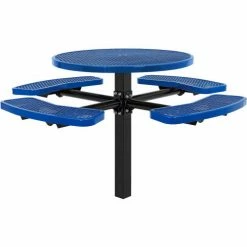 Global Industrial™ 46" Round In Ground Mount Picnic Table, Expanded Metal, Blue