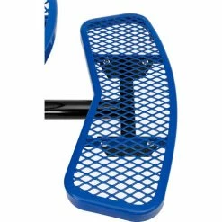 Global Industrial™ 46" Round In Ground Mount Picnic Table, Expanded Metal, Blue -Tables Shop 695292BL 02