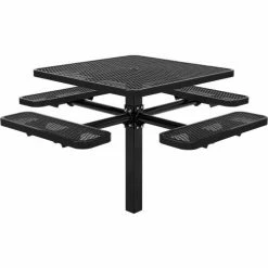 Global Industrial™ 46" Square Picnic Table, In Ground Mount, Expanded Metal, Black -Tables Shop 695293BK 05