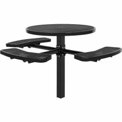 Global Industrial™ 46" Round Picnic Table, In Ground Mount, ADA Compliant, Black
