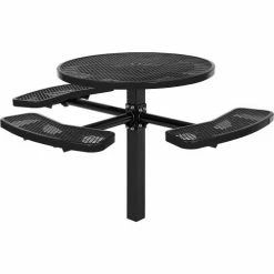 Global Industrial 46" Round Picnic Table, In Ground Mount, ADA Compliant, Black -Tables Shop 695294BK 06