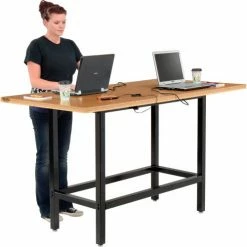 Interion By Global Industrial Interion® Standing Height Table with Power, 72"L x 36"W, Natural