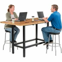 Interion By Global Industrial Interion® Standing Height Table with Power, 72"L x 36"W, Natural -Tables Shop 695430 02