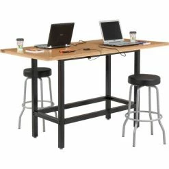 Interion By Global Industrial Interion® Standing Height Table with Power, 72"L x 36"W, Natural -Tables Shop 695430 03