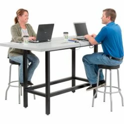 Interion By Global Industrial Interion® Standing Height Table With Power, 72"L x 36"W, Gray -Tables Shop 695431 02