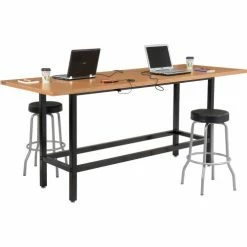Interion By Global Industrial Interion® Standing Height Table With Power, 96"L x 36"W, Natural -Tables Shop 695432 04