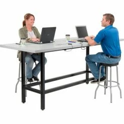 Interion By Global Industrial Interion® Standing Height Table With Power, 96"L x 36"W, Gray