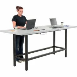 Interion By Global Industrial Interion® Standing Height Table With Power, 96"L x 36"W, Gray -Tables Shop 695433 03