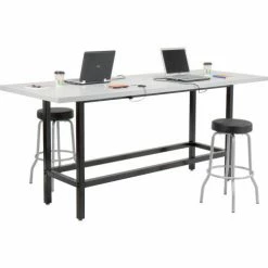 Interion By Global Industrial Interion® Standing Height Table With Power, 96"L x 36"W, Gray -Tables Shop 695433 04