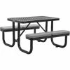 Global Industrial 4' Rectangular Picnic Table w/ Seat Cushions, Expanded Metal, Black