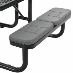 Global Industrial 4' Rectangular Picnic Table w/ Seat Cushions, Expanded Metal, Black -Tables Shop 695485BKS 02
