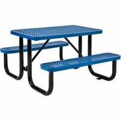 Global Industrial™ 4' Rectangular Picnic Table, Expanded Metal, Blue
