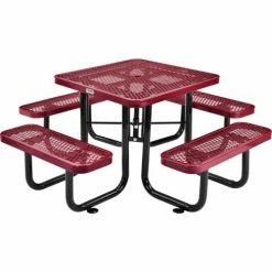 Global Industrial™ 36" Square Picnic Table, Expanded Metal, Red