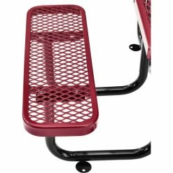 Global Industrial 36" Square Picnic Table, Expanded Metal, Red -Tables Shop 695501RD 03