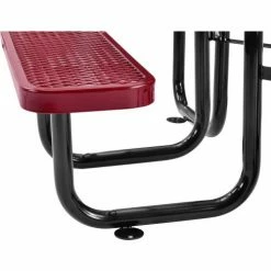 Global Industrial 36" Square Picnic Table, Expanded Metal, Red -Tables Shop 695501RD 04