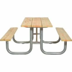 Global Industrial 8' Wood Picnic Table, Natural -Tables Shop 695502 02 1