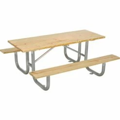 Global Industrial 8' Wood Picnic Table, Natural -Tables Shop 695502 03 1
