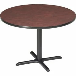 Interion By Global Industrial Interion® 36" Round Restaurant Table, Mahogany