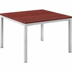 Interion By Global Industrial Interion® Wood End Table with Steel Frame - 24" x 24" - Mahogany