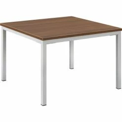 Interion By Global Industrial Interion® Wood End Table with Steel Frame - 24" x 24" - Walnut