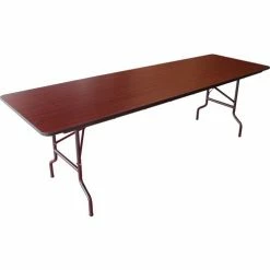 Interion By Global Industrial Interion® Folding Wood Table, 96"W x 30"L, Mahogany