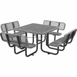 Global Industrial™ 46" Square Picnic Table with Backrests, Expanded Metal, Gray