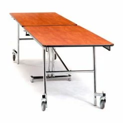 National Public Seating NPS® Mobile Cafeteria Table, 121"Lx30"W, Walnut Top/Black Frame