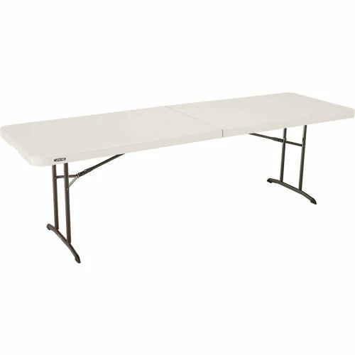 Lifetime® Portable Fold-in-Half Plastic Table, 30" x 96", Almond 2 Lifetime® Portable Fold-in-Half Plastic Table, 30" x 96", Almond - Image 2
