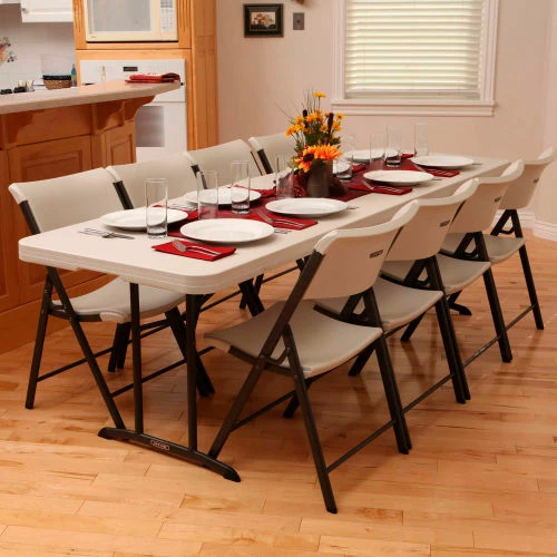 Lifetime® Portable Fold-in-Half Plastic Table, 30" x 96", Almond 6 Lifetime® Portable Fold-in-Half Plastic Table, 30" x 96", Almond - Image 6
