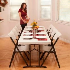 Lifetime® Portable Fold-in-Half Plastic Table, 30" x 96", Almond 19 Lifetime® Portable Fold-in-Half Plastic Table, 30" x 96", Almond -Tables Shop 80175 table 08