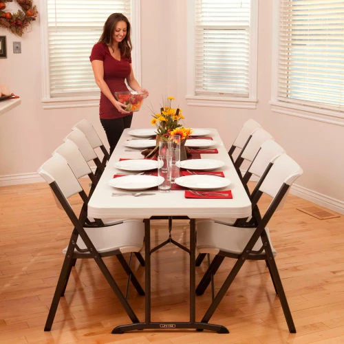 Lifetime® Portable Fold-in-Half Plastic Table, 30" x 96", Almond 8 Lifetime® Portable Fold-in-Half Plastic Table, 30" x 96", Almond - Image 8