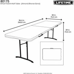 Lifetime® Portable Fold-in-Half Plastic Table, 30" x 96", Almond 21 Lifetime® Portable Fold-in-Half Plastic Table, 30" x 96", Almond -Tables Shop 80175 table 11