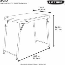 Lifetime® Stacking Personal Folding Table, 20" x 36", Black -Tables Shop 80668 18