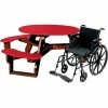 Polly Products Round Picnic Table, Handicap Accessible, Red Top/Brown Frame