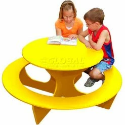 Polly Products Round Activity Picnic Table, Yellow Top/Yellow Frame