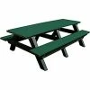 Polly Products Deluxe 8' Picnic Table, Green Top/Black Frame