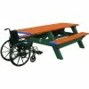 Polly Products Deluxe 8' Picnic Table, ADA Compliant, Cedar Top/Green Frame