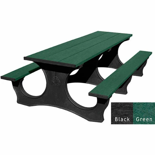Polly Products Easy Access 8' Picnic Table, Green Top/Black Frame 1 Polly Products Easy Access 8' Picnic Table, Green Top/Black Frame