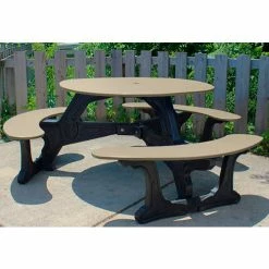 Polly Products Bodega Picnic Table, Tan Top/Black Frame