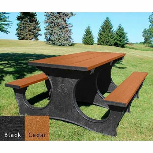 Polly Products Easy Access 6' Picnic Table, Cedar Top/Black Frame 1 Polly Products Easy Access 6' Picnic Table, Cedar Top/Black Frame