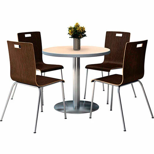 KFI Seating KFI 36" Round Dining Table & 4 Chair Set, Natural Table Table With Espresso Chairs 1 KFI Seating KFI 36" Round Dining Table & 4 Chair Set, Natural Table Table With Espresso Chairs